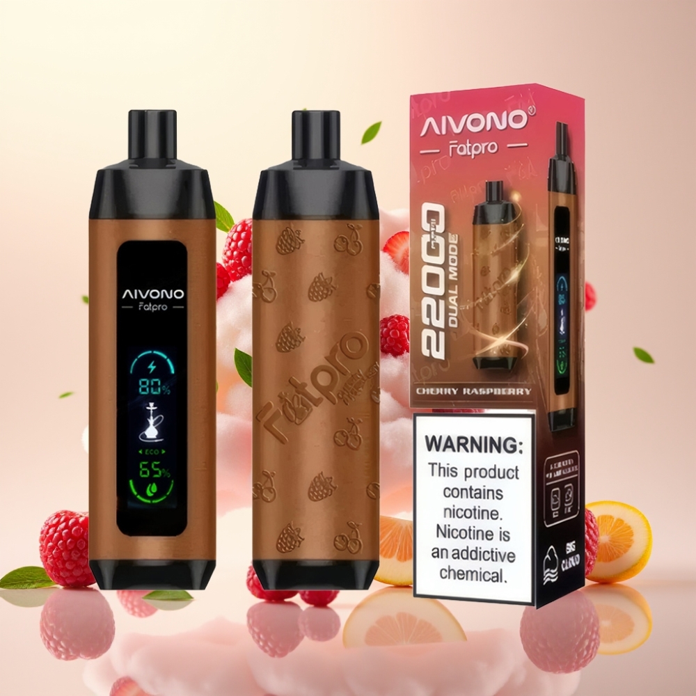 Aivono AIM FATPRO 22000 Puffs 28ml 5% Nicotine Mesh Coil Disposable Vape Cherry Raspberry