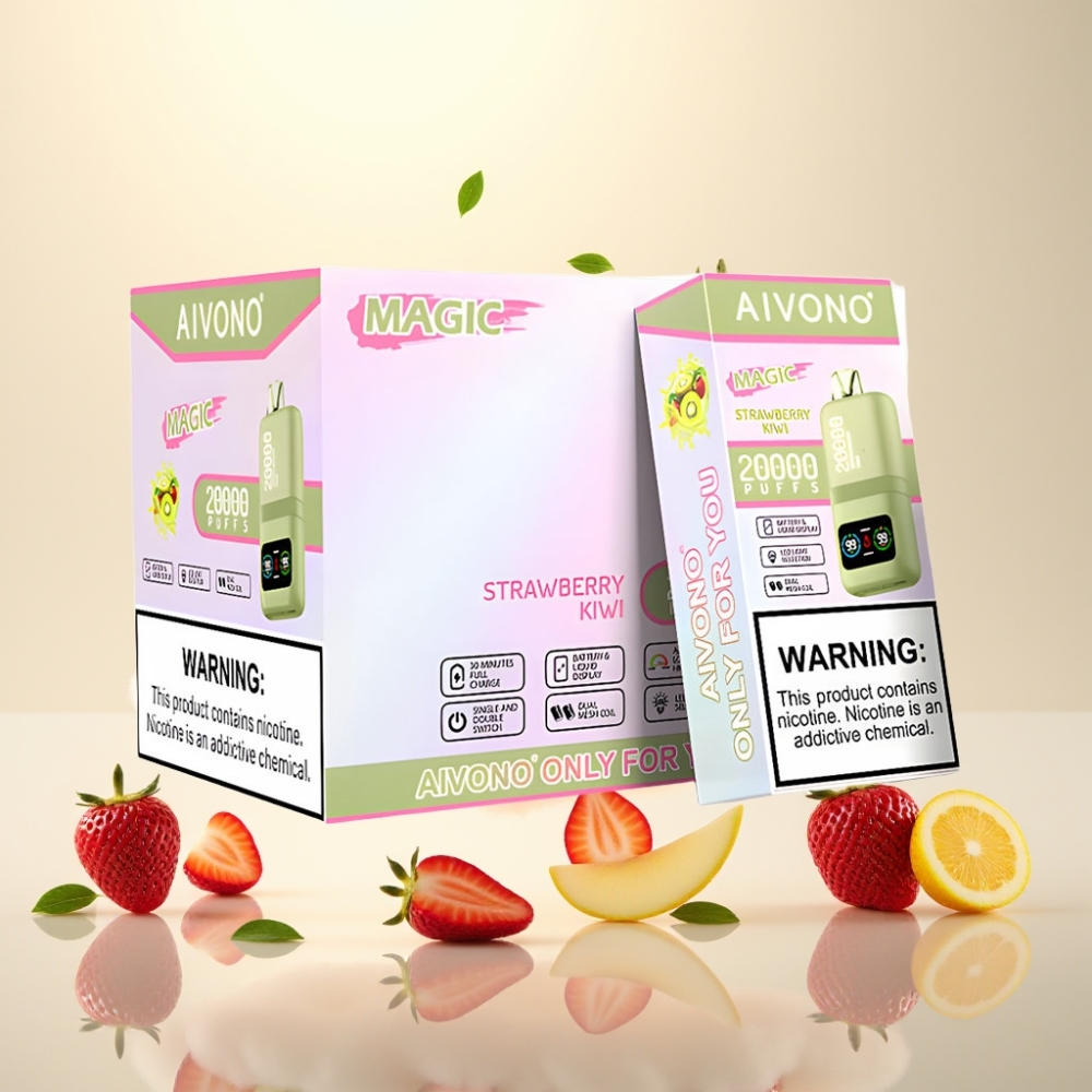 Aivono AIM MAGIC 20000 Puffs Disposable Vape with LCD & Dual Mesh Coils strawberry kiwi