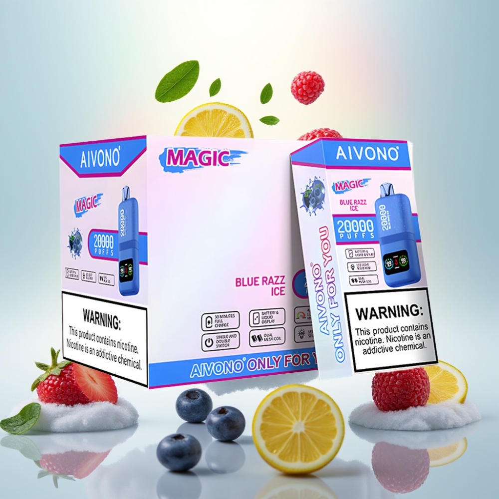 Aivono AIM MAGIC 20000 Puffs Dual Mesh LCD Disposable Vape Blue Razz Ice