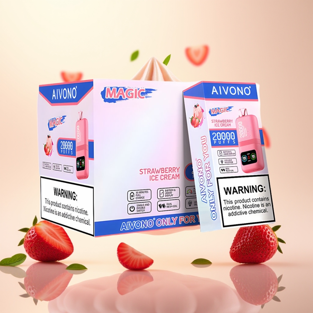 Aivono AIM MAGIC 20000 Puffs Dual Mesh LCD Strawberry Ice Cream