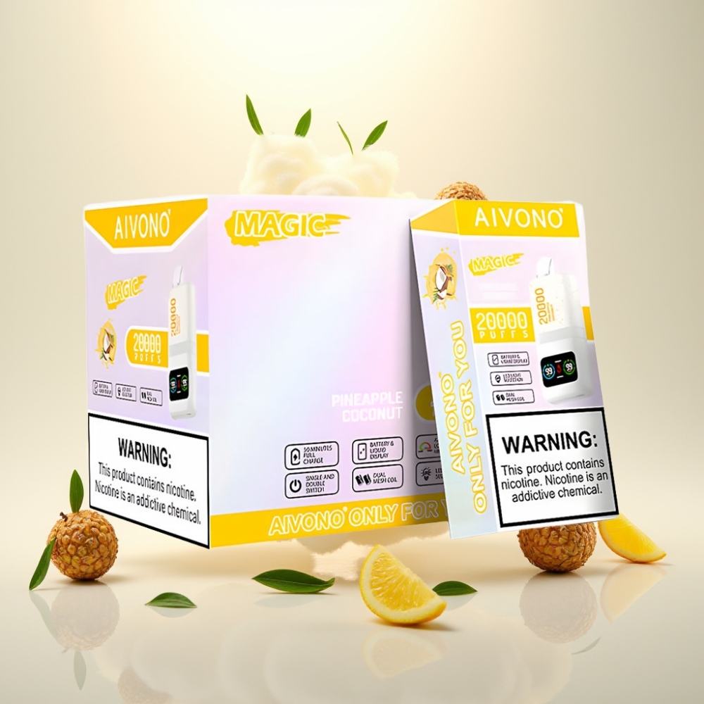 Aivono Aim Magic 20000 Puffs Disposable Vape with LCD & Dual Mesh Coils Pineapple coconut