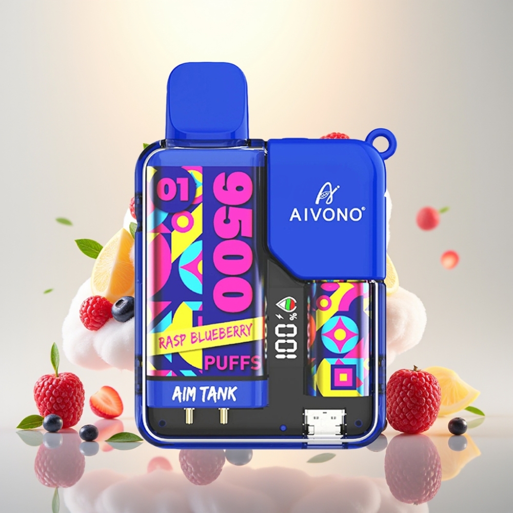 Aivono AIM-TANK 9500 Puffs Disposable Vape - 18ml E-liquid, 650mAh, LCD, Rasp Blueberry