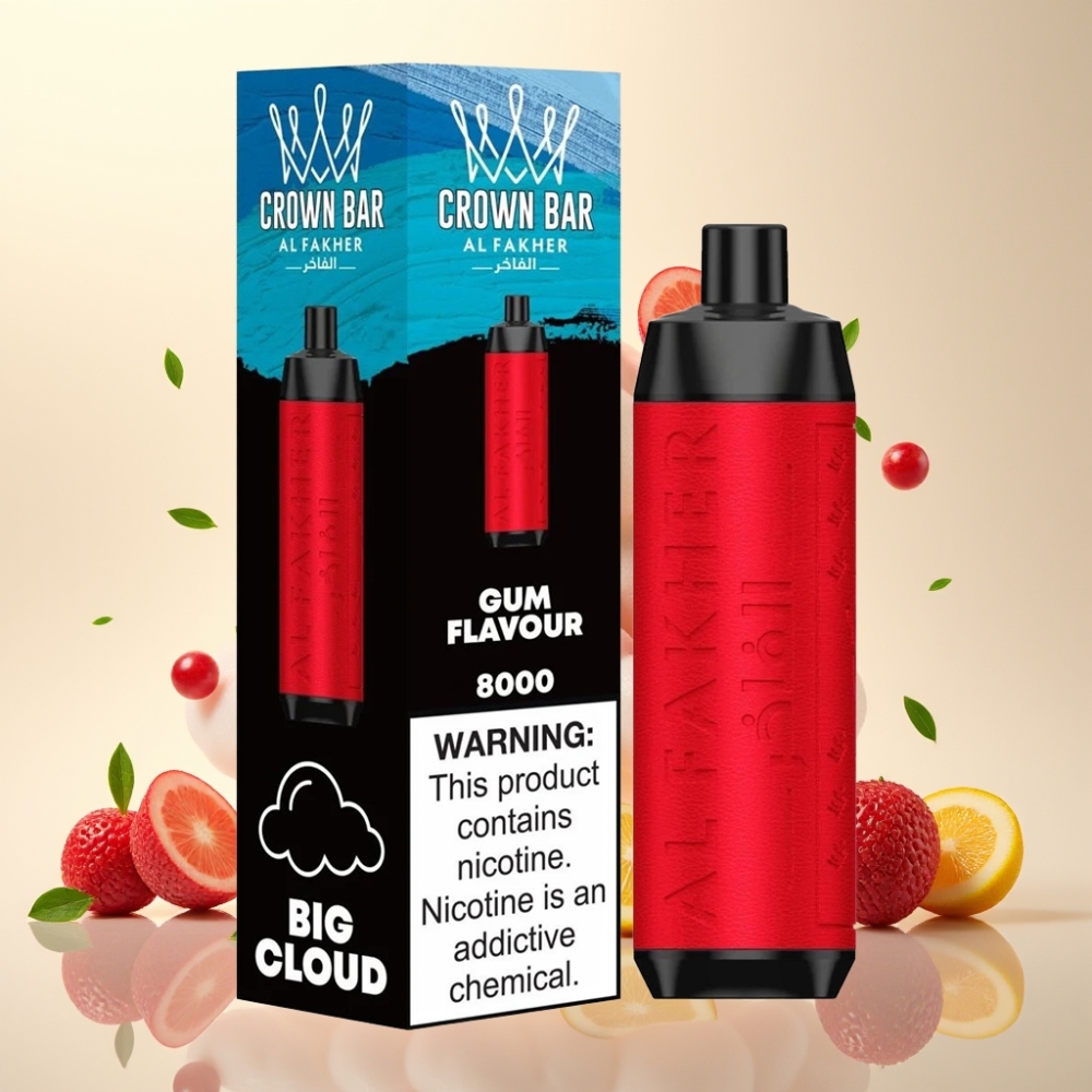 Al Fakher Crown Bar 8000 Crystal Disposable Vape - 18ml, 5mg, 8000 Puffs, Gum Flavour