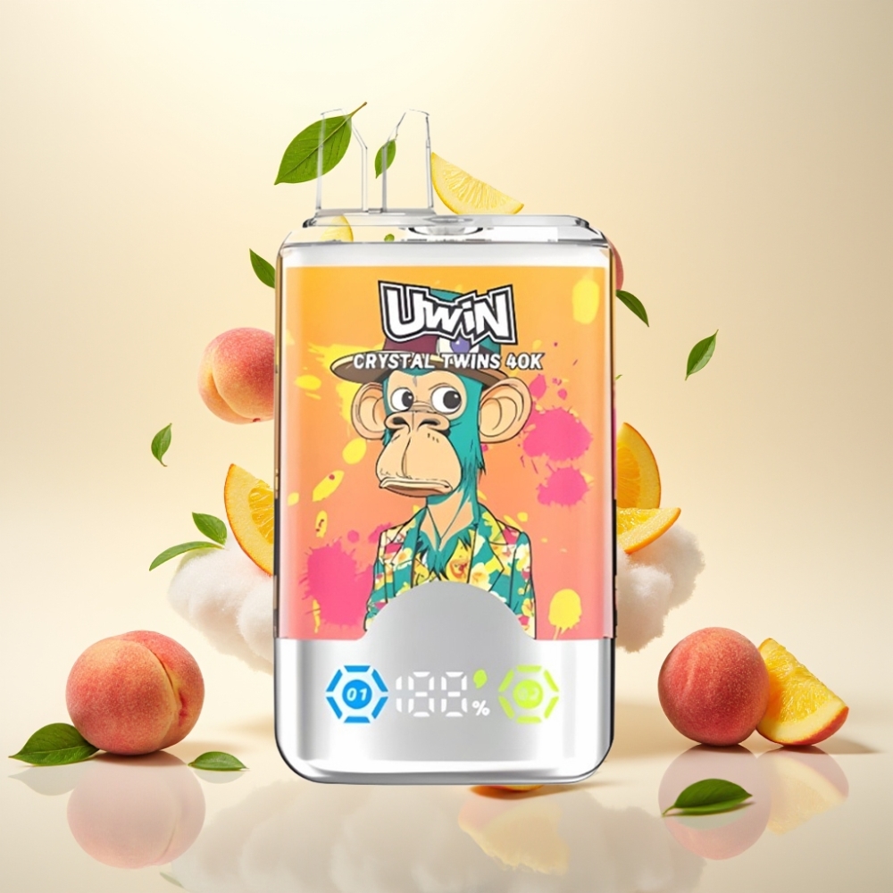 UWIN Crystal Twins 40000 Puffs Dual Flavor Disposable Vape - Peach Mango Pineapple Red Bull, 32ml, 850mAh