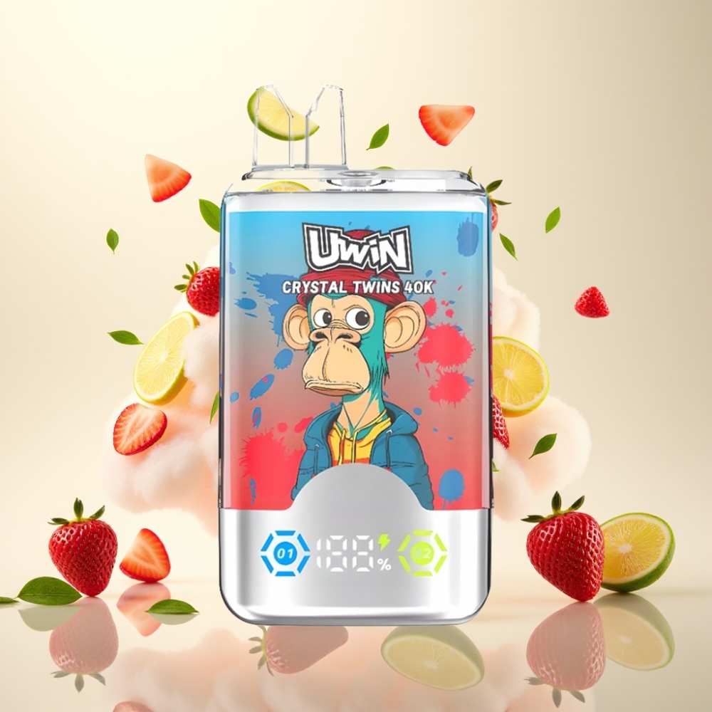 UWIN Crystal Twins 40000 Puffs Dual Flavor Disposable Vape with 32ml E-liquid & 850mAh Battery Strawberry Watermelon Lemon Lime