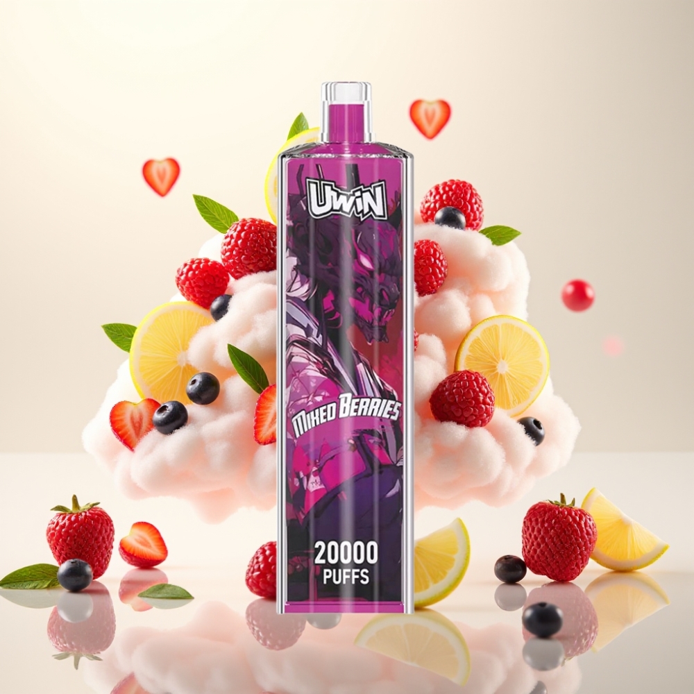 Uwin Shisha Hookah Crystal 20000 Puffs 22ml Mesh Coil Rechargeable Mixed Berries