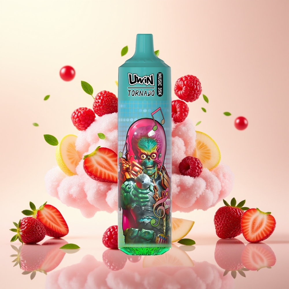 Uwin Tornado 35K Music Rechargeable Mesh Disposable Vape Strawberry Raspberry Cherry Ice