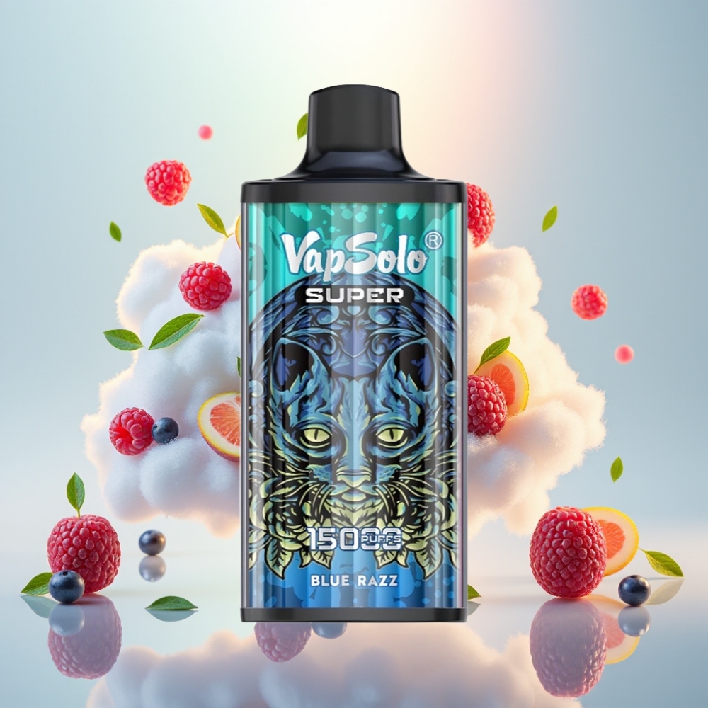 Vapsolo Super 15000 Puffs Blue Razz 40ml Mesh Disposable Vape