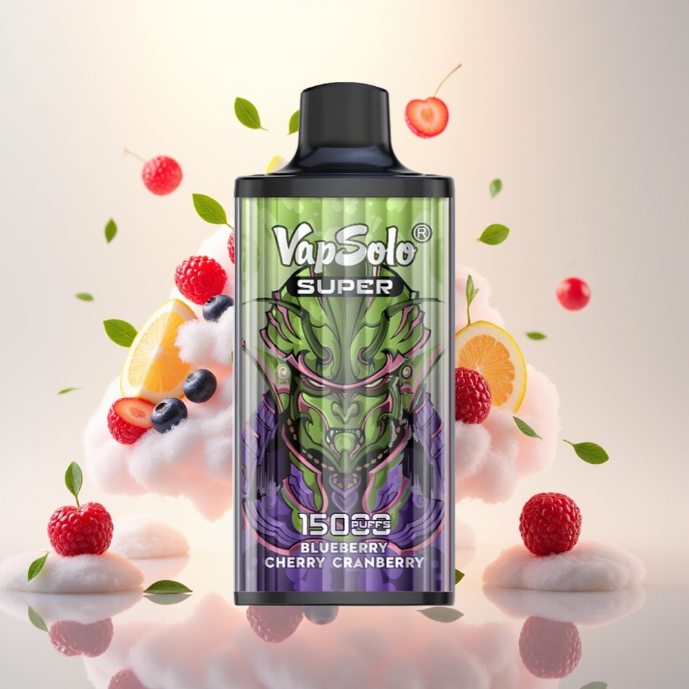 Vapsolo Super 15000 Puffs Blueberry Cherry Cranberry 40ml 850mah Mesh Coil