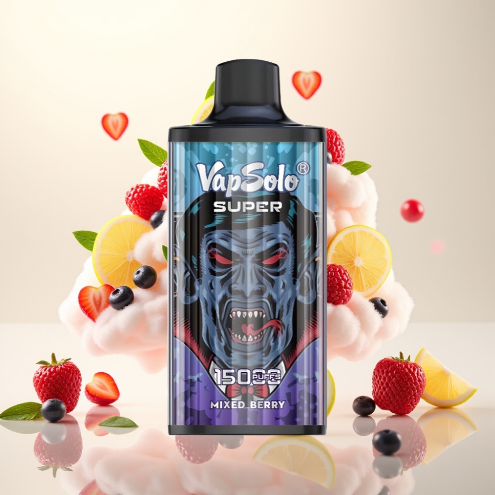 Vapsolo Super 15000 Puffs Mixed Berries Disposable Vape - 40ml, 850mAh, Type-C