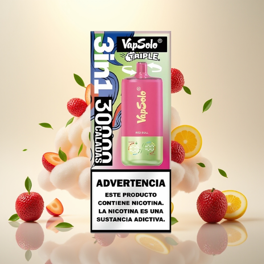 VapSolo Triple 30000 Puffs 40ml Type-C Disposable Vape Red Bull