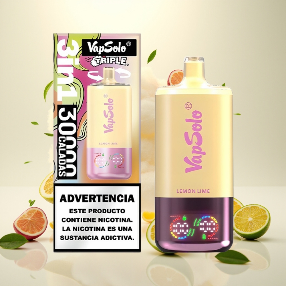 VapSolo Triple 30000 Puffs 40ml Type-C Lemon Lime Disposable Vape
