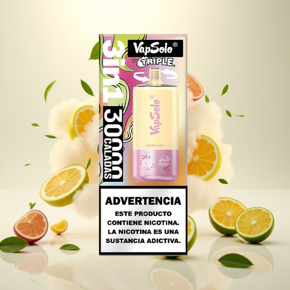 VapSolo Triple 30000 Puffs 40ml Type-C Lemon Lime Disposable Vape