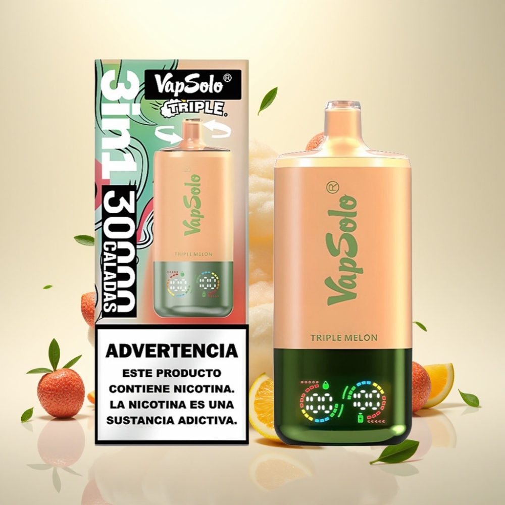 VapSolo Triple 30000 Puffs Disposable Vape - 40ml, Triple Melon, Type-C