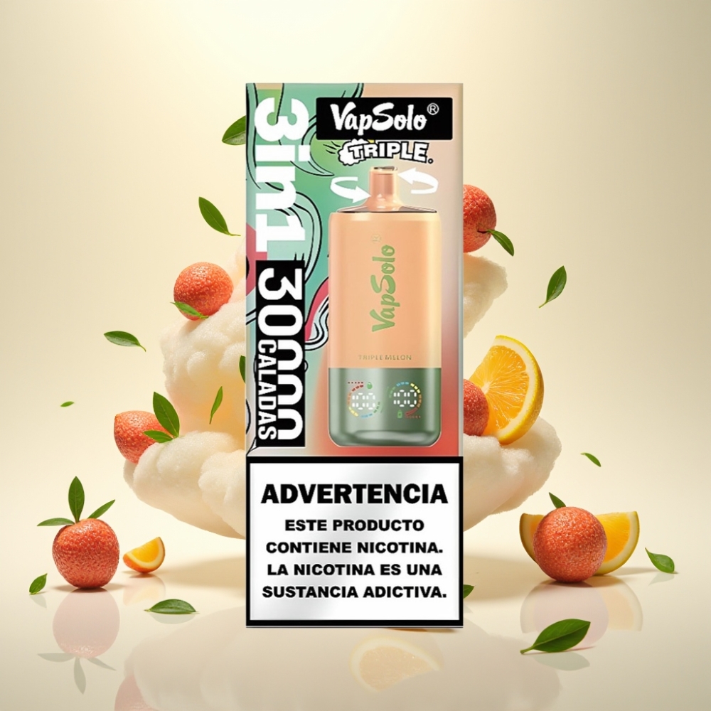 VapSolo Triple 30000 Puffs Disposable Vape - 40ml, Triple Melon, Type-C