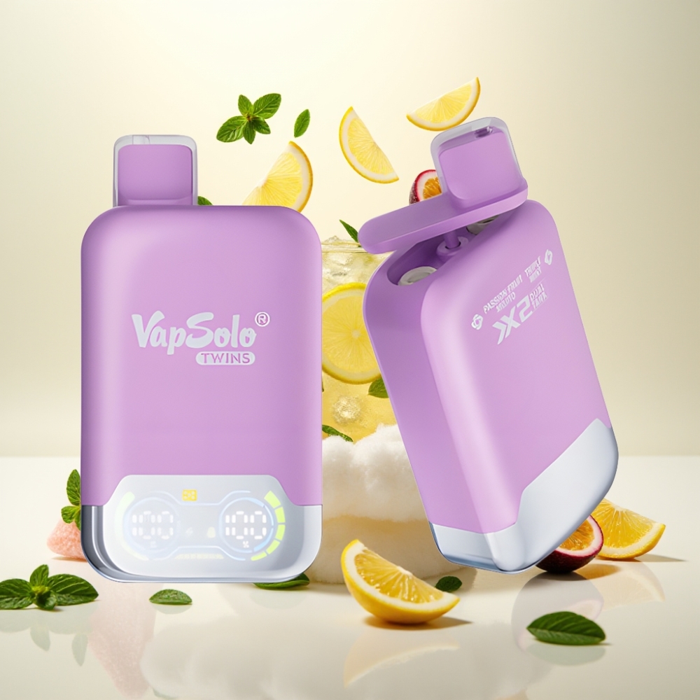 Vapsolo Twins 20000 Puffs Disposable Vape - 40ml Dual Tank, Type-C, Passion Fruit Mojito & Triple Mint