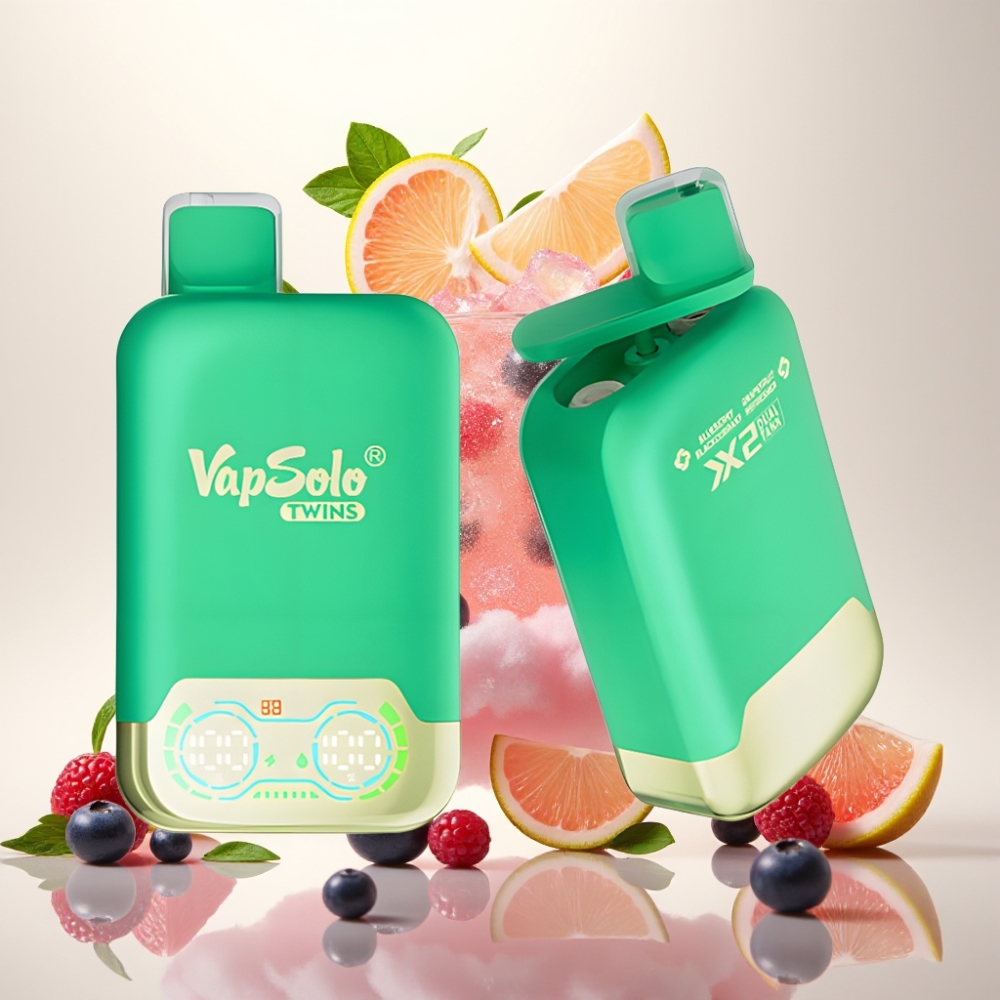 Vapsolo Twins 20000 Puffs Dual Tank Disposable Vape - Blueberry Blackcurrant & Grapefruit Refresher