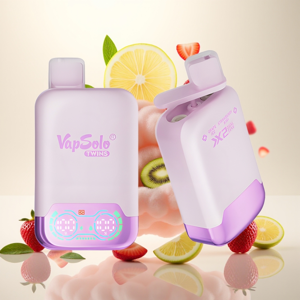 Vapsolo Twins 20000 Puffs Dual Tank Grape Ice & Strawberry Kiwi Disposable Vape