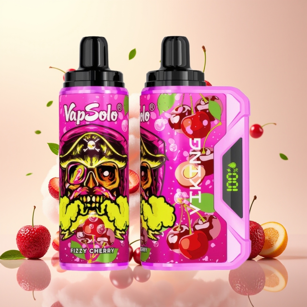 VapSolo VIKING 12000 Fizzy Cherry Disposable Vape with LED Display & Type-C