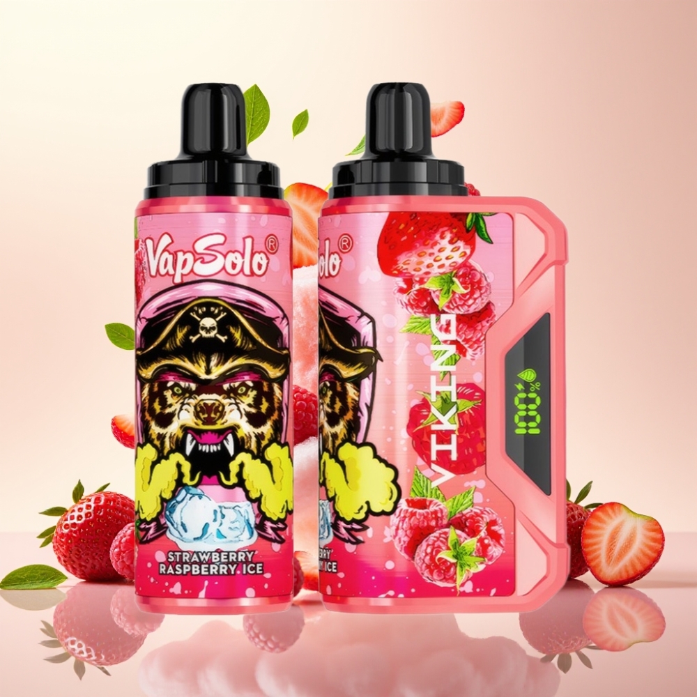 VapSolo VIKING 12000 Puffs 22ml Strawberry Raspberry Ice Disposable Vape
