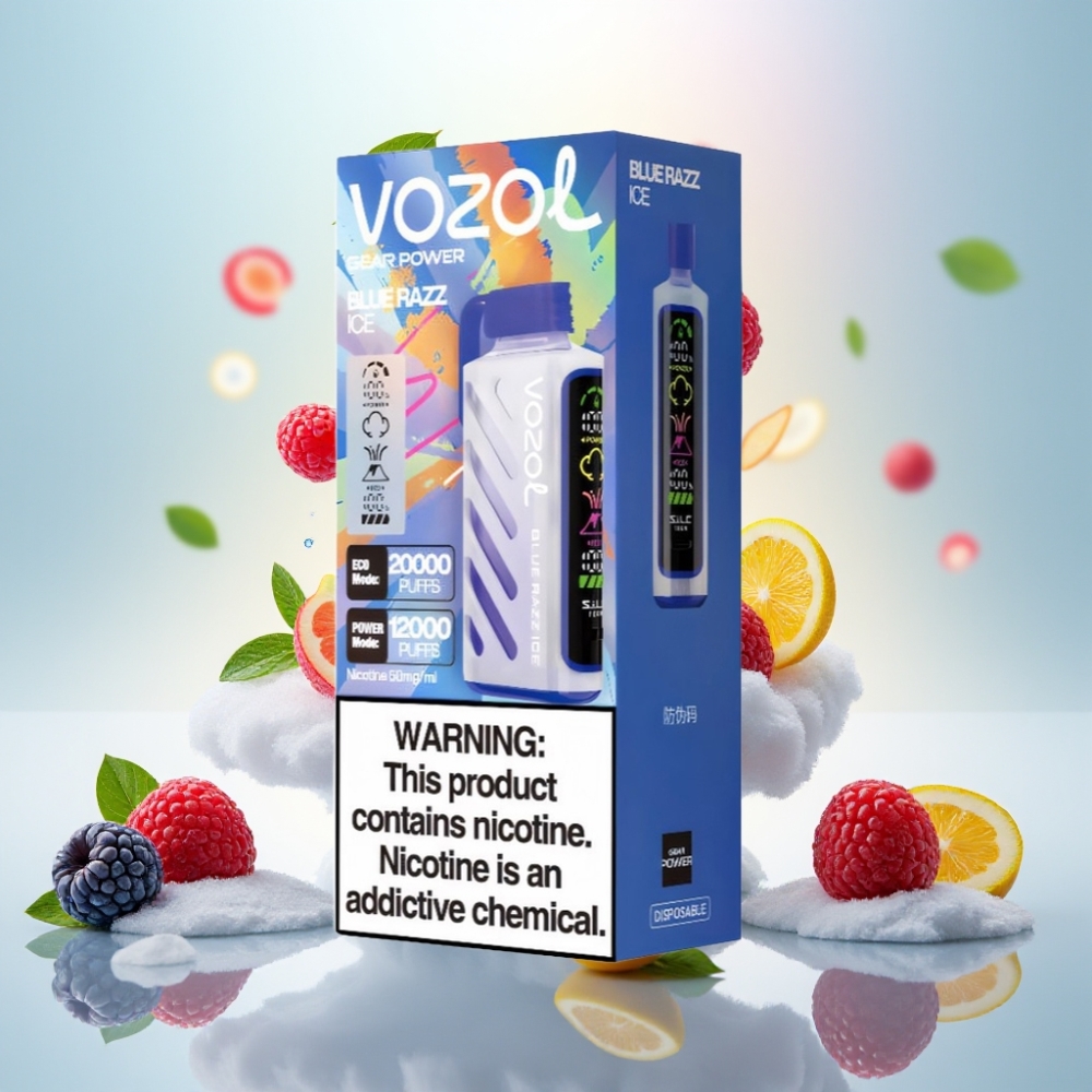 VOZOL Gear Power 20000 Puffs Dual Mesh Full Screen Disposable Vape Blue Razz Ice