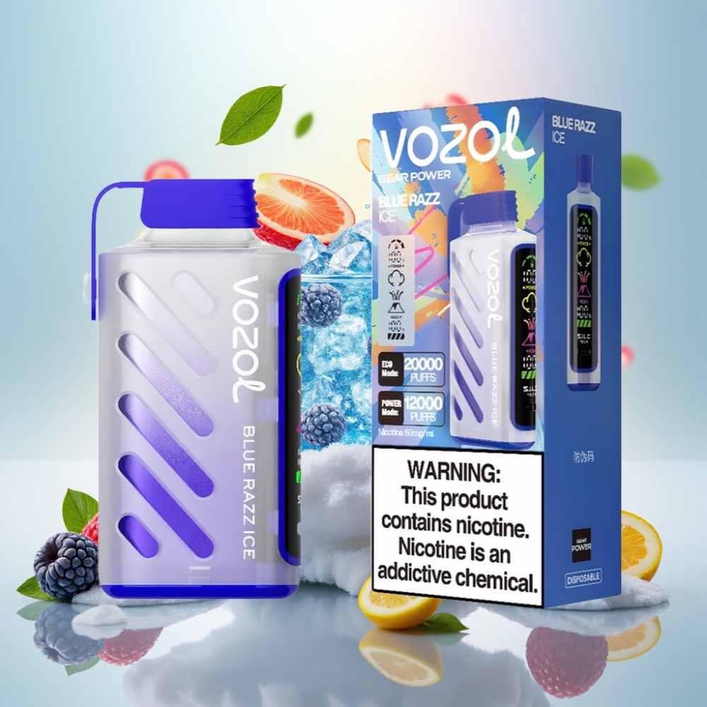 VOZOL Gear Power 20000 Puffs Dual Mesh Full Screen Disposable Vape Blue Razz Ice