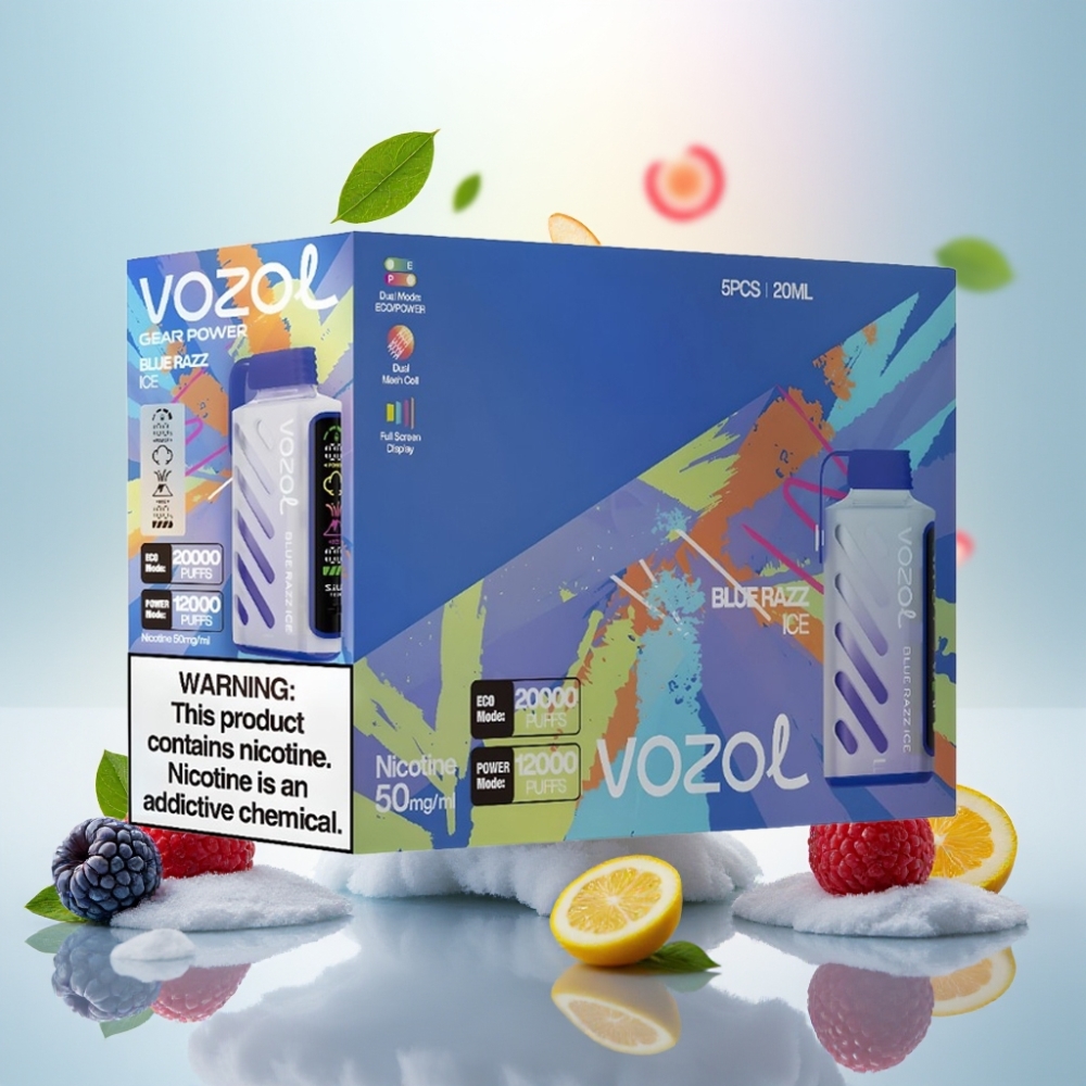 VOZOL Gear Power 20000 Puffs Dual Mesh Full Screen Disposable Vape Blue Razz Ice