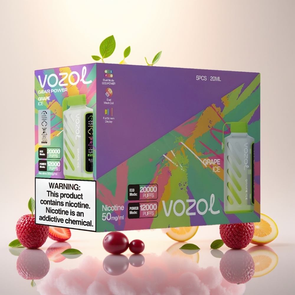 VOZOL Gear Power 20000 Puffs Dual Mesh Full Screen Disposable Vape Grape Ice