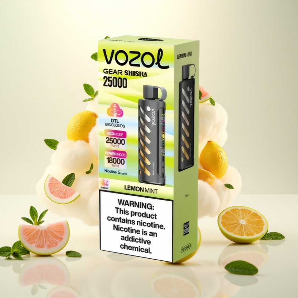 VOZOL Gear Shisha 25000 Puffs Dual Mesh Disposable Vape Lemon Mint