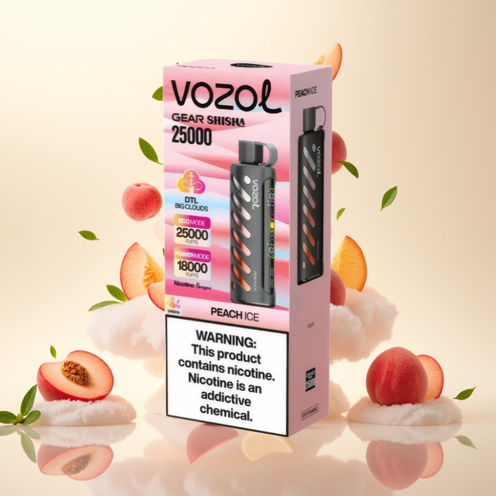 VOZOL Gear Shisha 25000 Puffs Dual Mesh Peach Ice Disposable Vape