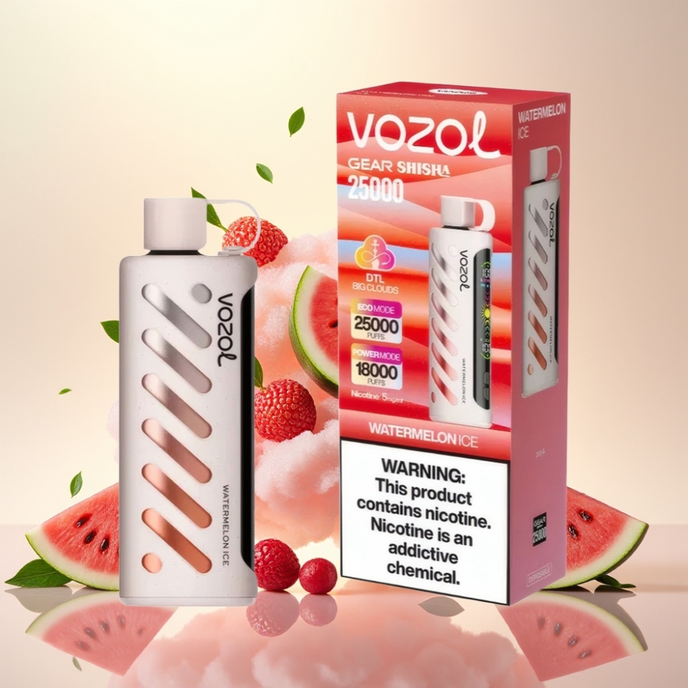 VOZOL Gear Shisha 25000 Puffs Dual Mesh Watermelon Ice 5mg Disposable Vape
