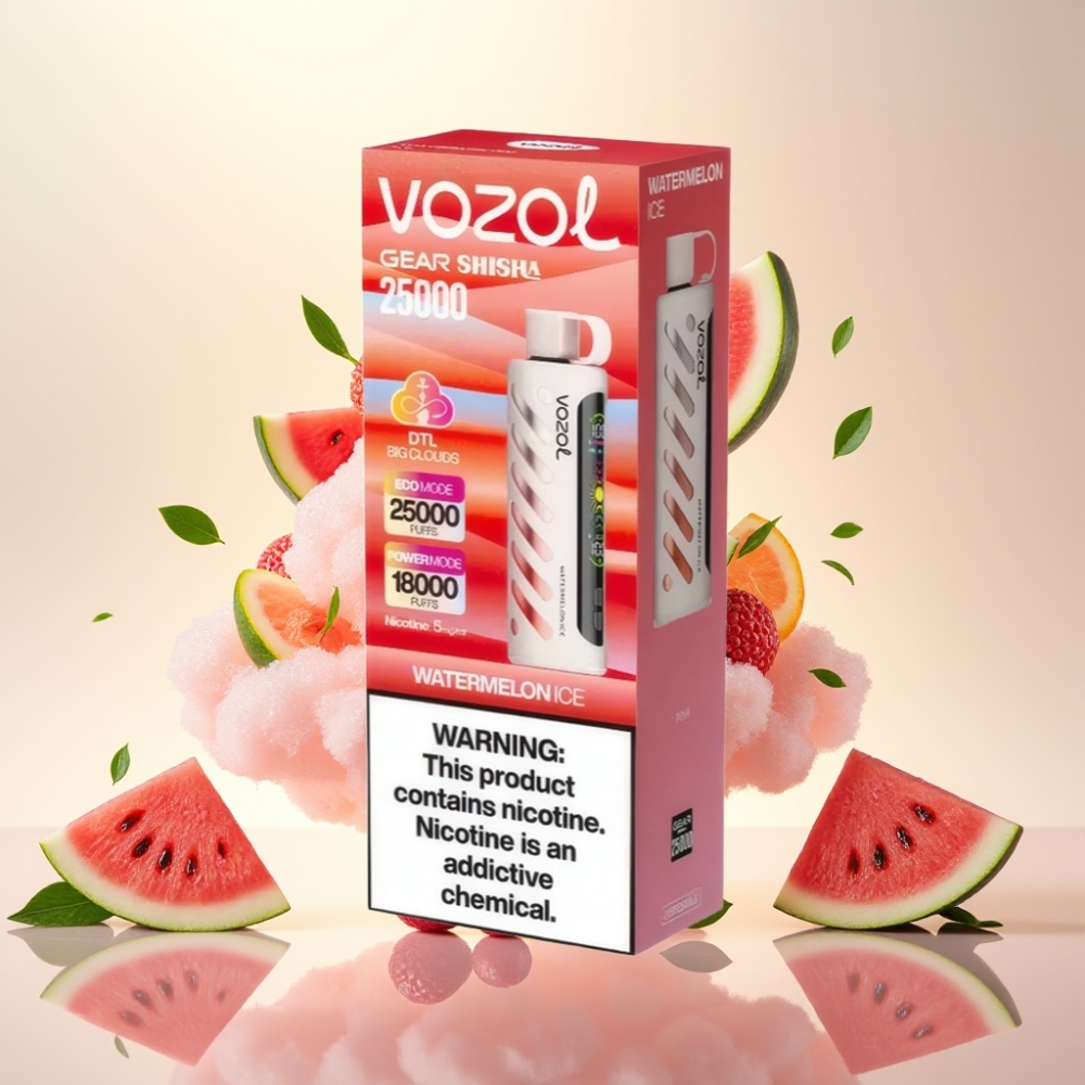 VOZOL Gear Shisha 25000 Puffs Dual Mesh Watermelon Ice 5mg Disposable Vape
