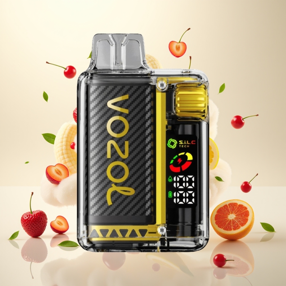 VOZOL Vista 20000 Puffs Rechargeable Disposable Vape with OLED Screen, 6-Level Watt Adjustment, and S.i.L.C Tech Dual Mesh Coil - Dragon Fruit Banana Cherry
