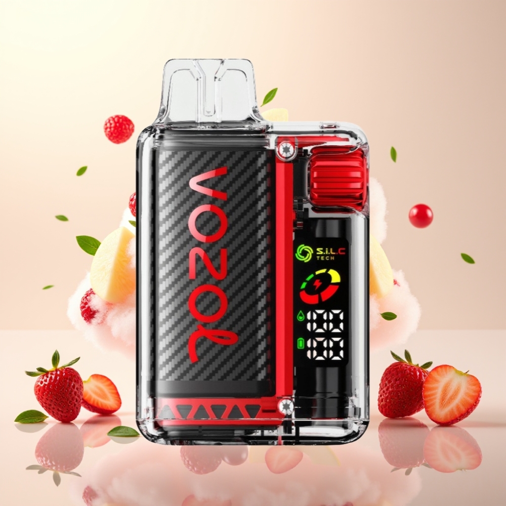 VOZOL Vista 20000 Puffs Rechargeable Disposable Vape with OLED Screen, S.i.L.C Dual Mesh Coil, and 6-Level Watt Adjustment - Strawberry Raspberry Cherry