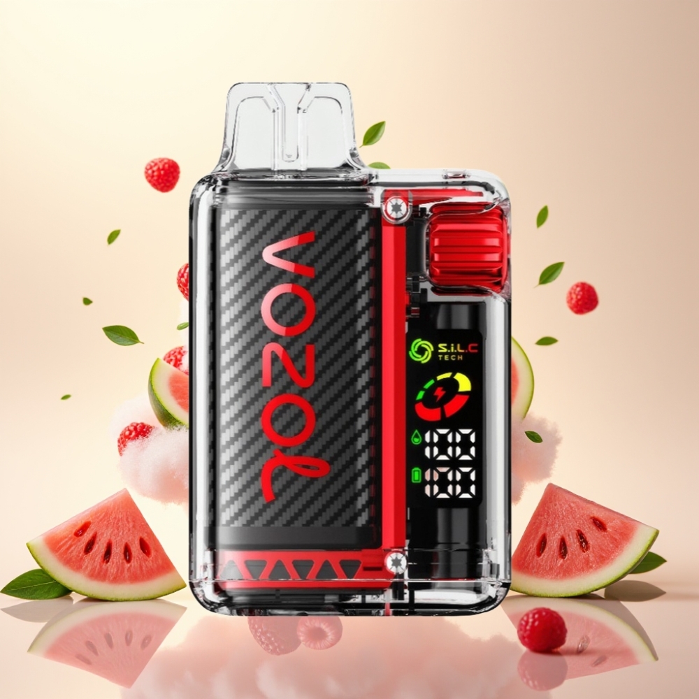 VOZOL Vista 20000 Puffs Rechargeable Disposable Vape with S.i.L.C Tech Coil & 6-Level Watt Adjustment - Raspberry Watermelon